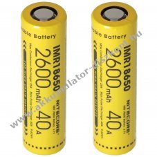 Nitecore 18650IMR 3,7V 2600mAh 2db/csomag Akkumul�tor Li-Ion