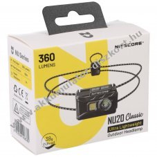 Nitecore NU20 Classic fejl�mpa integr�lt Akkumul�tor 5000mAh 360lm Li-Ion