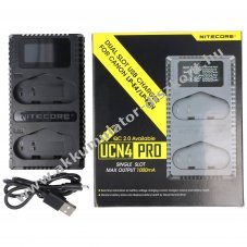 Nitecore UCN4 Pro k�tcsatorn�s t�lt� Canon LP-E19/LP-E4/LP-E4N f�nyk�pez�g�p �s videokamera Akkumul�torkhoz