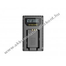 Nitecore USN2 USB t�lt� NP-BX1 Akkumul�torhoz, 2 foglalat, LCD kijelz�s