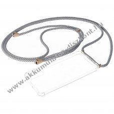 Necklace tok Samsung Galaxy A50 �tl�tsz� TPU �ll�that� nyakp�nt sz�rke,feh�r