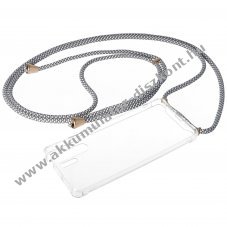 Necklace tok Huawei P30 Pro �ttetsz� TPU 190cm kordonnal sz�rke,feh�r