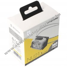 Nitecore NU21 �jrat�lthet� fejl�mpa Artic White max360lm