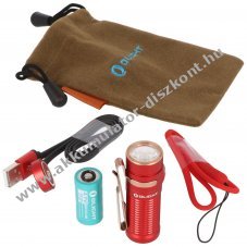 Olight Baton 3 zsebl�mpa 1200lm �jrat�lthet� IMR16340 3,7V 550mAh Akkumul�tor piros