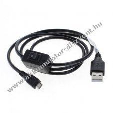 Micro-USB t�lt�k�bel 2,5A 1,0m kapcsol�val fekete