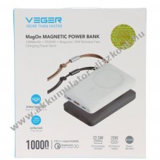 MagOn m�gneses powerbank 10000mAh PD3.0 QC3.0 MagSafe kompatibilis iPhone12/13 15W vezet�k n�lk�li