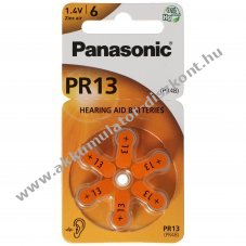 Panasonic PR-13/6LB PR13 hall�k�sz�l�k elem 13 6db/csomag zinc-air