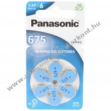 Panasonic PR675 1,4V hall�k�sz�l�k elem 6db/csomag Zinc-Air