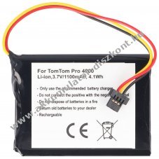 Helyettes�t� Akkumul�tor TOMTOM XXL PRO 4000 ONE XL 4EG0.001.17 3,7V 1100mAh GPS �s navig�ci� Li-Ion