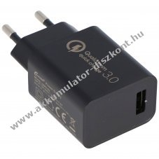 USB h�l�zati adapter DBS15Q QC3.0 Quick Charge 5V 3A 9V 2A 12V 1,5A 18W fekete