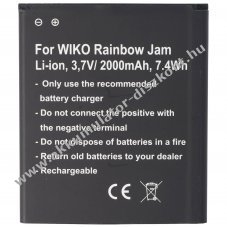 Helyettes�t� Akkumul�tor mobiltelefon Wiko Rainbow Jam 4G 3,7V 2000mAh 5222 Li-ion