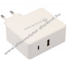 EverActive SC-600Q USB gyorst�lt� 63W USB-C PD + QC3.0 feh�r