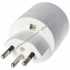 Sv�jci adapter Schuko Typ F aljzatr�l sv�jci 3 t�s dug� 230V 10A feh�r