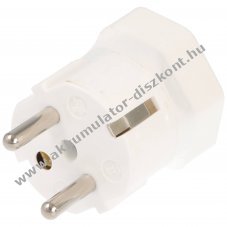 Sv�jci adapter feh�r 3pin sv�jci dug� 2pin Schuko csatlakoz� f�ldel� 230V 10A
