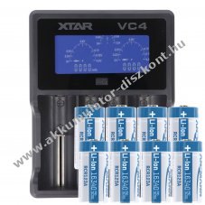 4 csatorn�s LCD gyorst�lt� + 8x CR123A 3,6V-3,7V 800-850mAh Li-Ion