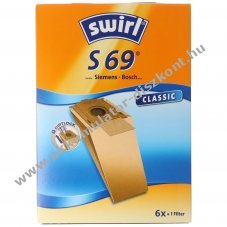 Swirl porsz�v�porzs�k S69 Classic speci�lis pap�r Siemens Bosch porsz�v�khoz
