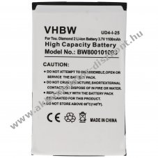Helyettes�t� Akkumul�tor HTC Touch Diamond 2 TOPA160 35H00125-02M BA 3,7V 1100mAh Li-Ion PDA �s MP3
