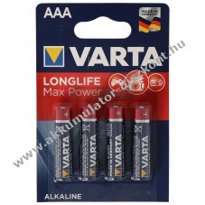 Varta Longlife Max Power AAA (mikro elem) 1,5V 4db/csomag