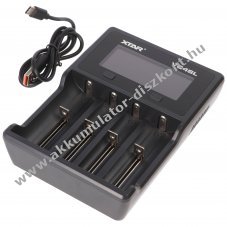 Xtar VC4SL QC3.0 gyorst�lt� Li-ion 3,6V-3,7V �s NiMH 1,2V Akkumul�torkhoz, h�l�zati adapter n�lk�l
