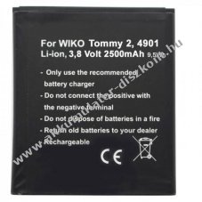 Helyettes�t� Akkumul�tor Wiko Tommy 2 4901 3,8V 2500mAh mobiltelefon