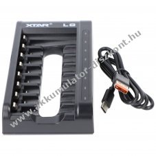 Xtar L8 gyorst�lt� AA/AAA 1,5V 1,2V 8 foglalat 8db AA 1,5V tartoz�kkal USB-C n�lk�l Li-Ion NiMH