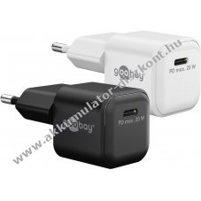 Goobay USB-C PD GaN gyorst�lt� 20W fekete 1x USB-C csatlakoz�