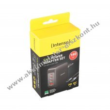 Helyettes�t� Akkumul�tor Intenso W140A3C GaN 140W t�lt� �s USB-C k�bel 2m