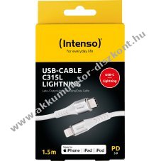 Intenso USB-C k�bel Lightning 1,5m 27 W feh�r