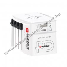 Skross World Adapter MUV USB AC30PD 2 p�lus� univerz�lis utaz�adapter USB C �s USB t�lt�vel