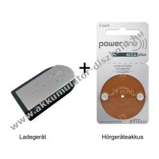 PowerOne Pocketcharger + P312 PR41 ACCUplus 2db/csomag hall�k�sz�l�k elem