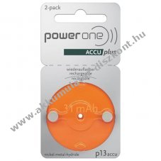 PowerOne P13 PR48 ACCUplus hall�k�sz�l�k Akkumul�tor 1,2V 30mAh 2db/csomag Ni-MH