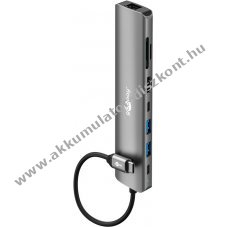 Goobay Slim 8-port USB-C hub HDMI RJ45 SD k�rtyaolvas� 100W PD