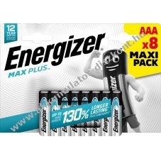 Energizer Max Plus AAA (LR03, mikro) 1.5V 8db/csomag hagyom�nyos elem Alkaline