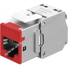 Goobay RJ45 CAT 6A STP Keystone-modul Slim 14,5mm piros