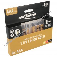 Ansmann Premium AAA (mikro) Akkumul�tor 1,5V 500mAh 8db/csomag Li-Ion