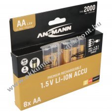 Ansmann Premium AA Mignon ceruza Akkumul�tor 1,5V 2000mAh 8db/csomag Li-Ion