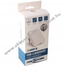 Ansmann USB-C t�lt� 130PD 30W Power Delivery 3.0 PPS Quick Charge 3.0 feh�r