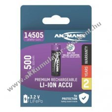 Ansmann LiFePO4 AA Mignon ceruza napelemes Akkumul�tor 3,2V 500mAh 1db/csomag LiFePO4