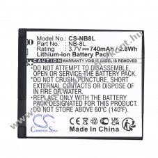 Helyettes�t� kamera Akkumul�tor Canon PowerShot A3000 NB-8L 740mAh 2.74Wh