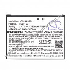 Helyettes�t� gps Akkumul�tor Asus Mypal A630 SBP-03 1350mAh 5Wh Li-Ion 3.7V