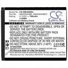 Helyettes�t� telefon Akkumul�tor Samsung SGH-J600 AB483640BE 700mAh 2.59Wh