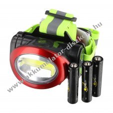 Heitech COB LED fejl�mpa h�ts� vil�g�t�ssal 100lm elemekkel piros/fekete