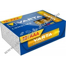 Varta Longlife AAA LR03 1,5V 12db/csomag hagyom�nyos elem alk�li