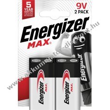 Energizer Max E-Block 6LR61 9V 2db/csomag elem Alkaline