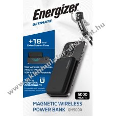 Energizer Powerbank QM5000 5.000mAh m�gneses vezet�k n�lk�li Akkumul�tor USB-C PD fekete Li-Polymer