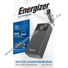 Energizer Akku Powerbank UE27062PQ 27000mAh 65W fekete Li-Polymer