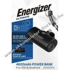 Energizer Akkumul�tor powerbank UE4600PQ 4600mAh 2x USB-C PD fekete Li-Polymer