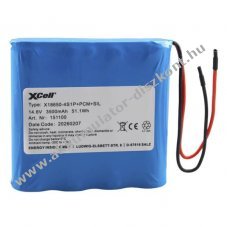 XCell Akkumul�torpakk 14,8V 3500mAh 4S1P nyitott k�bellitze Li-Ion