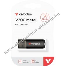 Verbatim V200 Metal 128GB USB 3.2 Gen1 USB-A pendrive 200MB/s olvas�s 80MB/s �r�s fekete