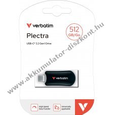 Verbatim Plectra USB 3.2 Gen1 USB-C pendrive 512GB 100MB/s olvas�s 25MB/s �r�s fekete csomag